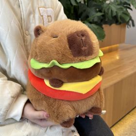 Birthday Hat Capabala Cute Capybara Plush Toy (Option: 28cm Hamburger Style-As Shown In The Figure)