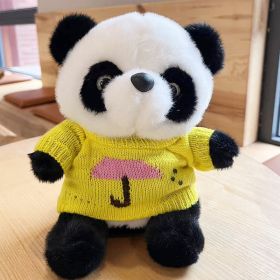 National Treasure Giant Panda Sweater Plush Toy (Option: Yellow Umbrella Sweater Panda-25cm)