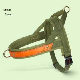 Dog's Straps Dog Breast Collar Hand Holding Rope Vest-style Jarre Aero Bull Dog Leash (Option: Green Single Chest Back-S)