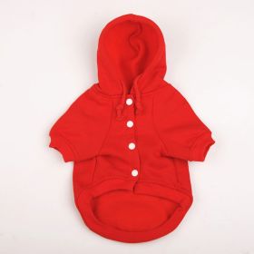 Autumn And Winter Pet Clothes With Coat And Cap Hoodies (Option: Red-M)