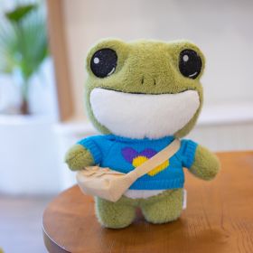 Cute Little Frog Doll Plush Toys (Option: Blue Loving Heart-29cm)