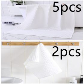 Water-absorbing  Quick-drying Pure Cotton Waffle Bath Towel (Option: White-Set L)