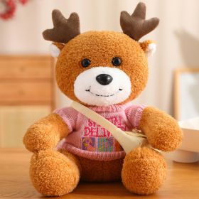 Cute Deer Doll Christmas Deer Plush Toy (Option: Letter Pink Sweater Style-30cm)