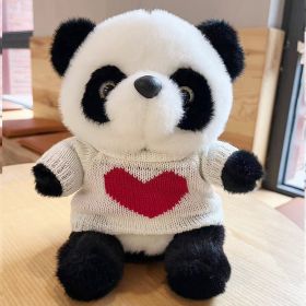 National Treasure Giant Panda Sweater Plush Toy (Option: White Sweater Big Love Panda-25cm)