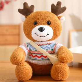 Cute Deer Doll Christmas Deer Plush Toy (Option: Line White Sweater-30cm)