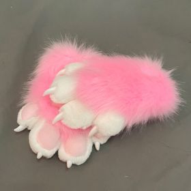 Colorful Beast Paw Gloves Cat's Paw Cute Plush (Color: Pink)