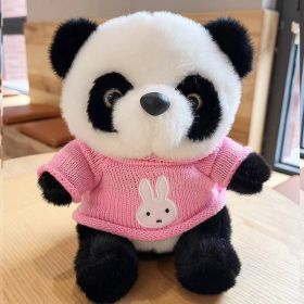 National Treasure Giant Panda Sweater Plush Toy (Option: Pink Rabbit Head Sweater Panda-25cm)