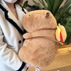 Birthday Hat Capabala Cute Capybara Plush Toy (Option: 45cm Hamburger Backpack Style-As Shown In The Figure)