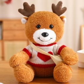 Cute Deer Doll Christmas Deer Plush Toy (Option: Red Love Sweater-30cm)