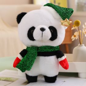 Christmas Scarf Plush Panda Small Size (Option: Green Sequined Scarf-30to33cm)