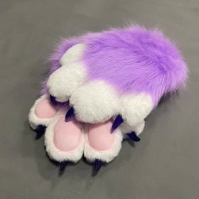 Colorful Beast Paw Gloves Cat's Paw Cute Plush (Color: Purple)