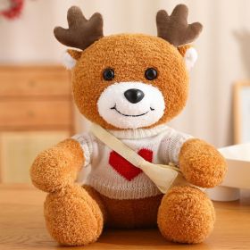 Cute Deer Doll Christmas Deer Plush Toy (Option: Love White Sweater-30cm)