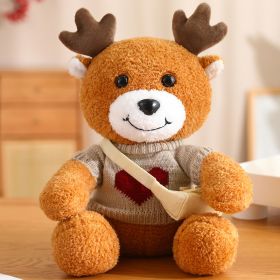 Cute Deer Doll Christmas Deer Plush Toy (Option: Love Gray Sweater-30cm)