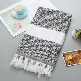 Handmade Tassel Blanket Turkish Beach Towel (Option: 5 8 Black-100x180)