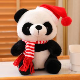 Christmas Gift Cute Panda Doll (Option: Red Striped Scarf-25cm)