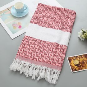 Handmade Tassel Blanket Turkish Beach Towel (Option: 5 7 Red-100x180)