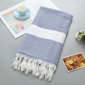 Handmade Tassel Blanket Turkish Beach Towel (Option: 5 3 Sapphire Blue-100x180)