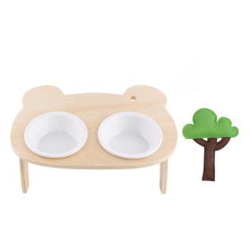 Dining Bowl Pet High Foot Cat Oblique Mouth Food Holder Care Neck (Option: Small Tree Double Bowl)