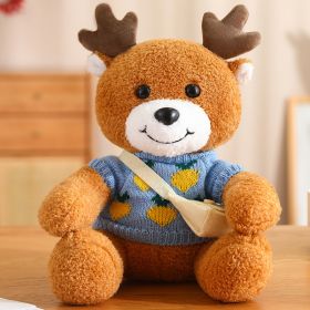 Cute Deer Doll Christmas Deer Plush Toy (Option: Pineapple Blue Sweater-30cm)