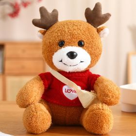 Cute Deer Doll Christmas Deer Plush Toy (Option: Love Red Sweater-30cm)