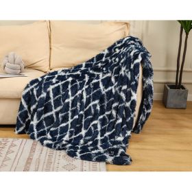 Tie Dyed Winter Double Layer Blanket (Option: Navy Grid-50X70cm)