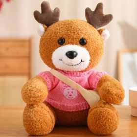 Cute Deer Doll Christmas Deer Plush Toy (Option: Bear Pink Sweater Style-30cm)