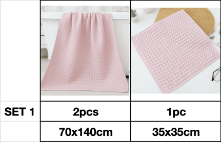 Household Bathing Water Absorbent And Quick Drying Unisex Plus Thickened Pure Cotton Bath Towel Wipe (Option: Pink-Set1)