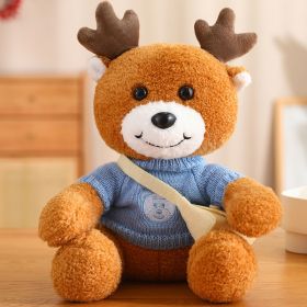 Cute Deer Doll Christmas Deer Plush Toy (Option: Bear Blue Sweater-30cm)