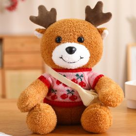 Cute Deer Doll Christmas Deer Plush Toy (Option: Cherry Powder Sweater Style-30cm)