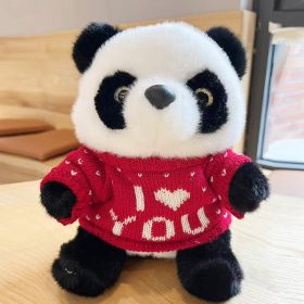 National Treasure Giant Panda Sweater Plush Toy (Option: Red ILOVEYOU Sweater Panda-25cm)