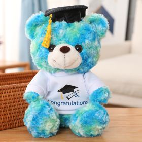 Cute Doctorial Hat Little Bear Doll (Option: Dazzling Dyed Blue-23cm)