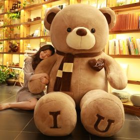 Large Plush Toy Teddy Bear Birthday Gift (Option: Brown Scarf IU-Total length 120cm)