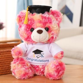 Cute Doctorial Hat Little Bear Doll (Option: Dazzling Dyed Rose-28 Cm)