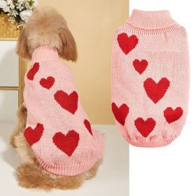 Pet Clothes Valentine's Day New Year Love Dog Knitted Sweater (Option: Pink-XXL)