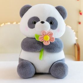 Holding Flower Panda Doll Plush Toys (Option: Light Gray-45cm)