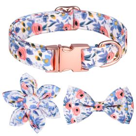 Detachable Hexapetalous Flowers Dog Collar (Option: Blue-M)