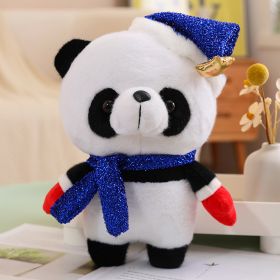 Christmas Scarf Plush Panda Small Size (Option: Blue Sequined Scarf-30cm Plus Handbag)