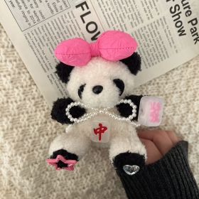 New Year Be Rich Panda Pearl Bow Plush Pendant (Option: One Pink Rich Mahjong Panda)