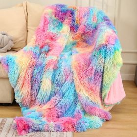 Tie Dyed Winter Double Layer Blanket (Option: Deep Rainbow-127X153cm)